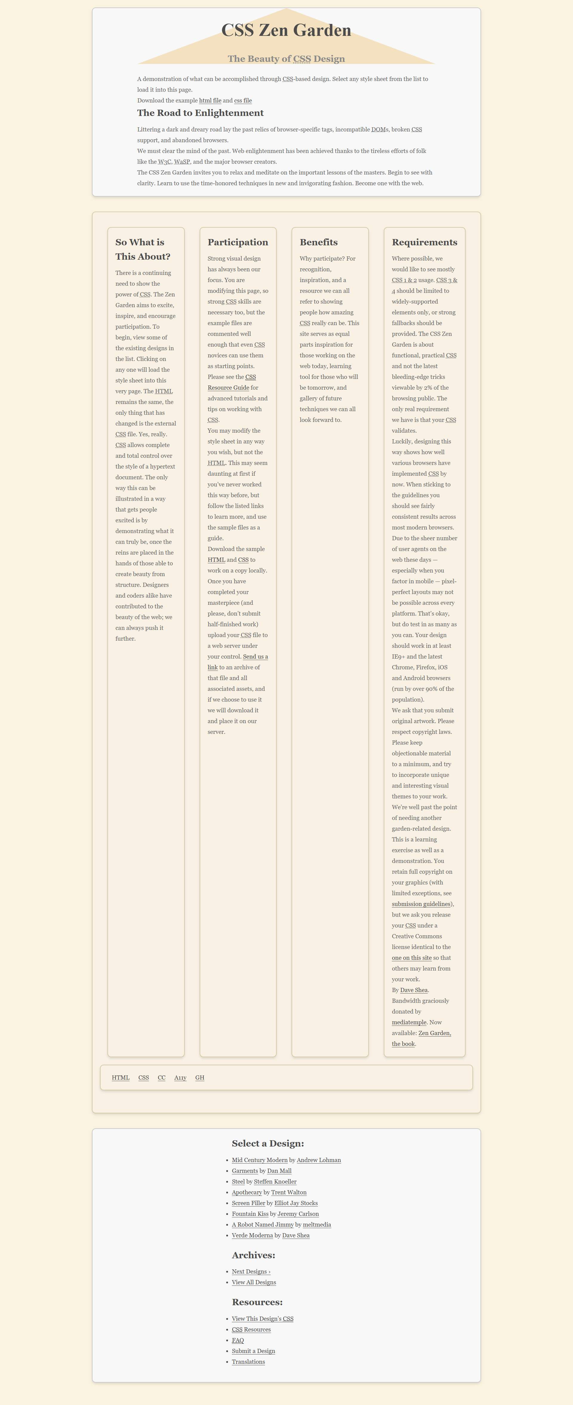 Screenshot of final web design