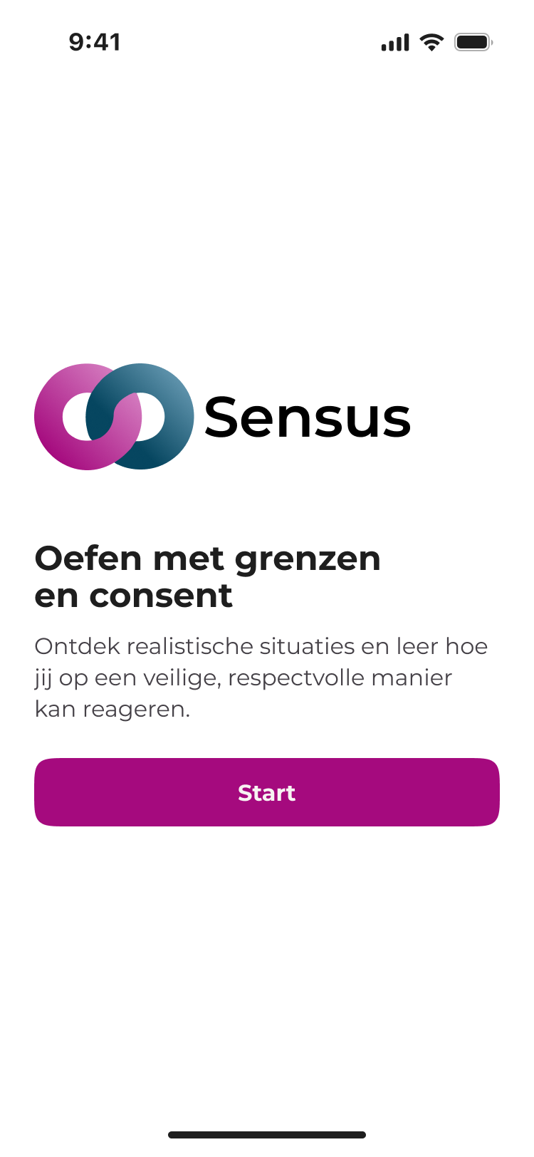Eerste wireframe van de Sensus interactieve tool
